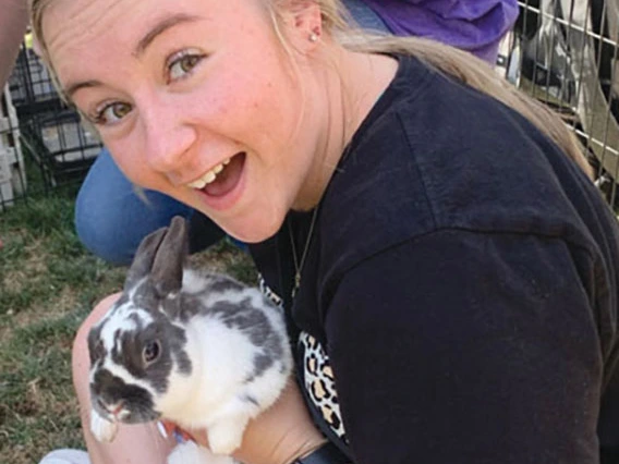 Student with rabbit