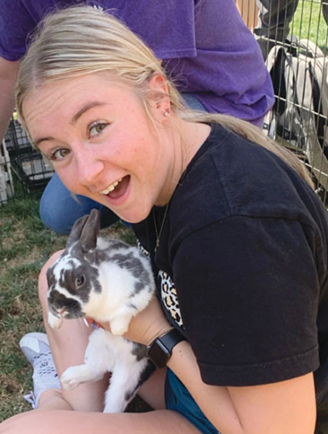 Student with rabbit